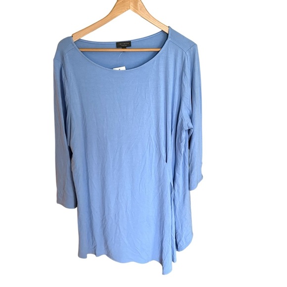 The Limited women’s 1X Blue Side Gather Rayon Knit Stretch Career Asymmetric - Picture 2 of 11